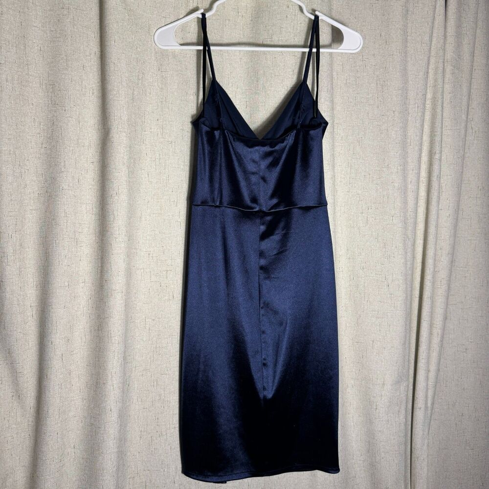 B Darlin Navy Satin Formal Dress 7/8 Women Prom Wedding Guest Fitted - Picture 3 of 3